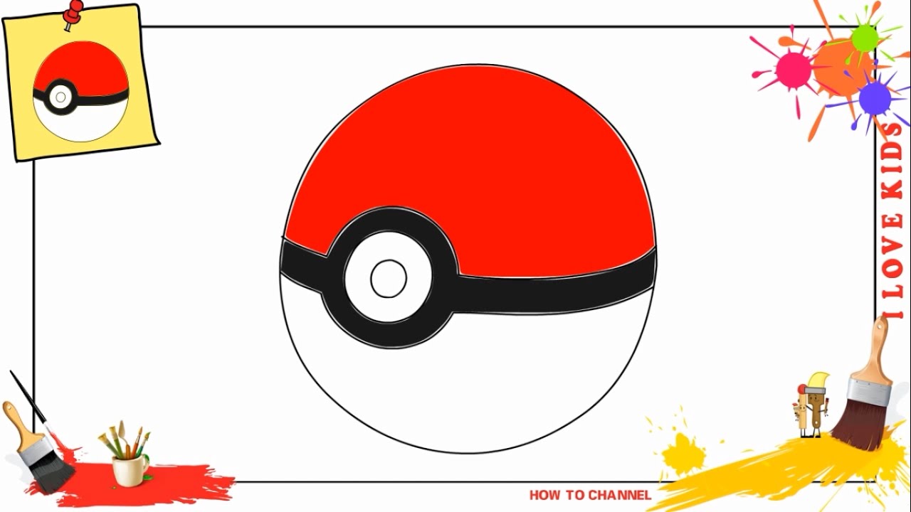 How To Draw A Pokeball Easy And Slowly Step By Step For Kids Youtube