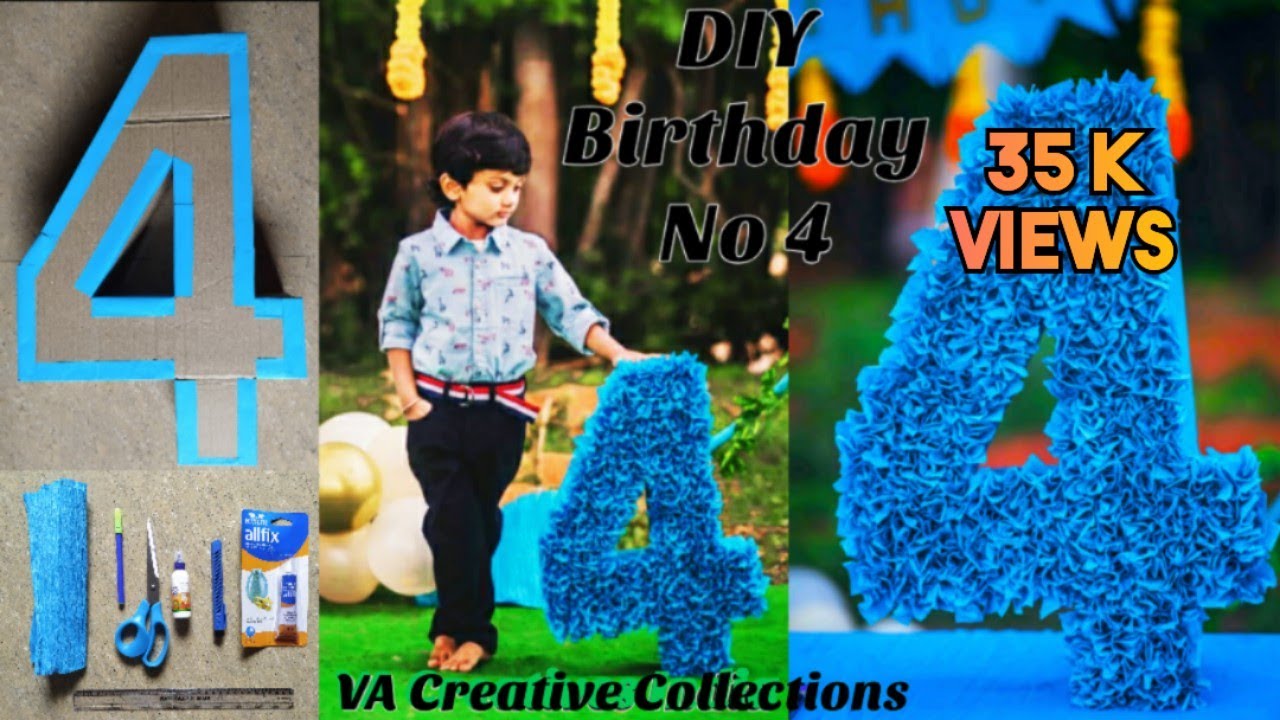 Birthday Number 4 3D Party Decoration | Hiw to make Number in Cardboard Box | Best out of waste