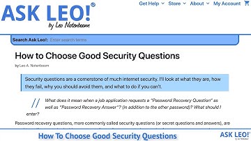 How To Choose Good Security Questions
