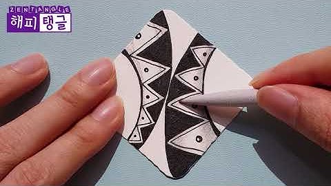 1일 1젠탱글® 패턴 그리기 _ Day 37 Peaks border