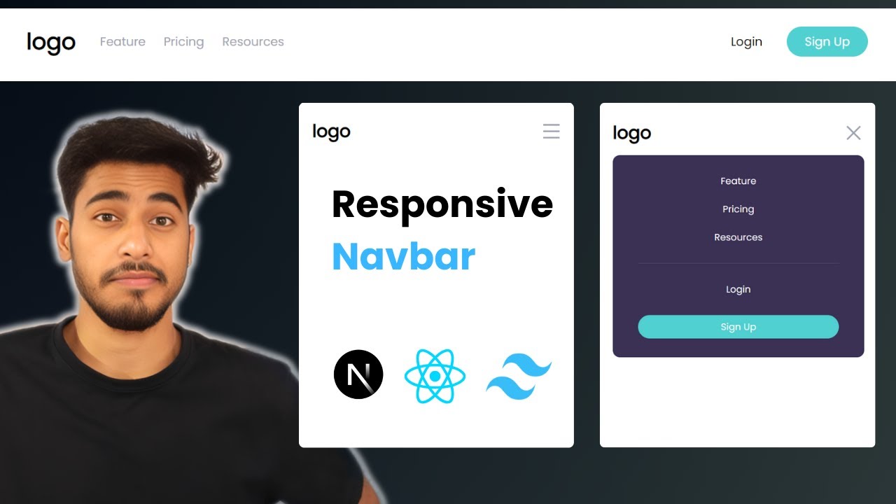 How To Build A Responsive Navbar In React With Tailwind CSS. - YouTube