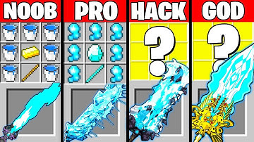 Minecraft Battle: MAGIC WATER SWORD CRAFTING CHALLENGE NOOB vs PRO vs HACKER vs GOD Funny Animation