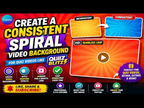 How to Create a Consistent Spiral Video Background for Quiz Videos in Canva | Quiz Blitz Style