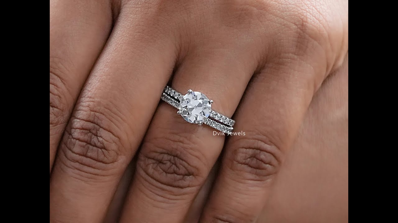 OEC Round Cut Diamond Solitaire Accent Ring Set 