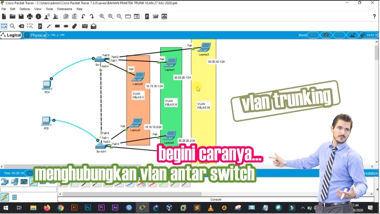 Konfigurasi VLAN Trunking Menggunakan 2 Switch di Cisco Packet Tracer ...