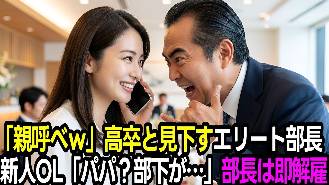 新人歓迎会で「親無しの高卒ゴミは帰れ！ｗ」と新人OLを見下した部長。社長の娘と知らずに暴言を吐いた結果…娘「パパ？今呼びます」部長「え？」即日解雇で土下座の末路