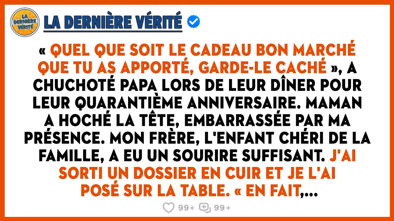 Au Dîner D'anniversaire De Mes Parents, Mon Père A Dit : « Ne Nous Embarrasse Pas. » Alors, Je Leur