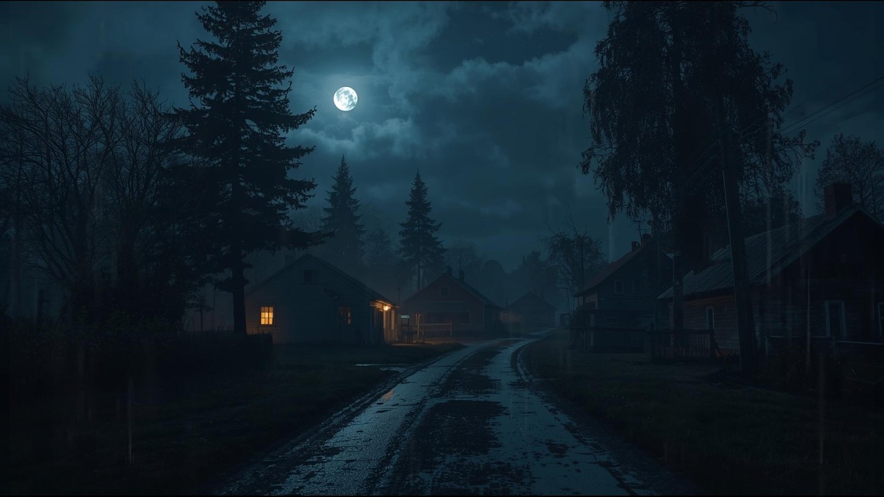 Moonlit Rainy Night Rural | Night Ambience, Relax and Peaceful Comfort
