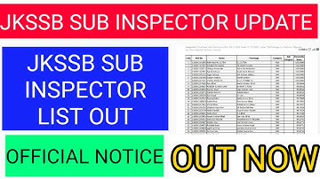 JKSSB SUB INSPECTOR SELECTION LIST RELEASED || BIG UPDATE ||OFFICIAL UPDATE #jkssb #ad #jkpsi #jk