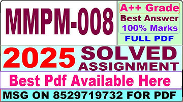 MMPM 008 solved assignment 2025 || mmpm 008 solved assignment 2025 in English || ignou mmpm008 2025