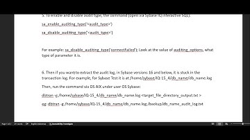 Activation of Auditing parameters on Sybase IQ 15 4 and Extract the audit log