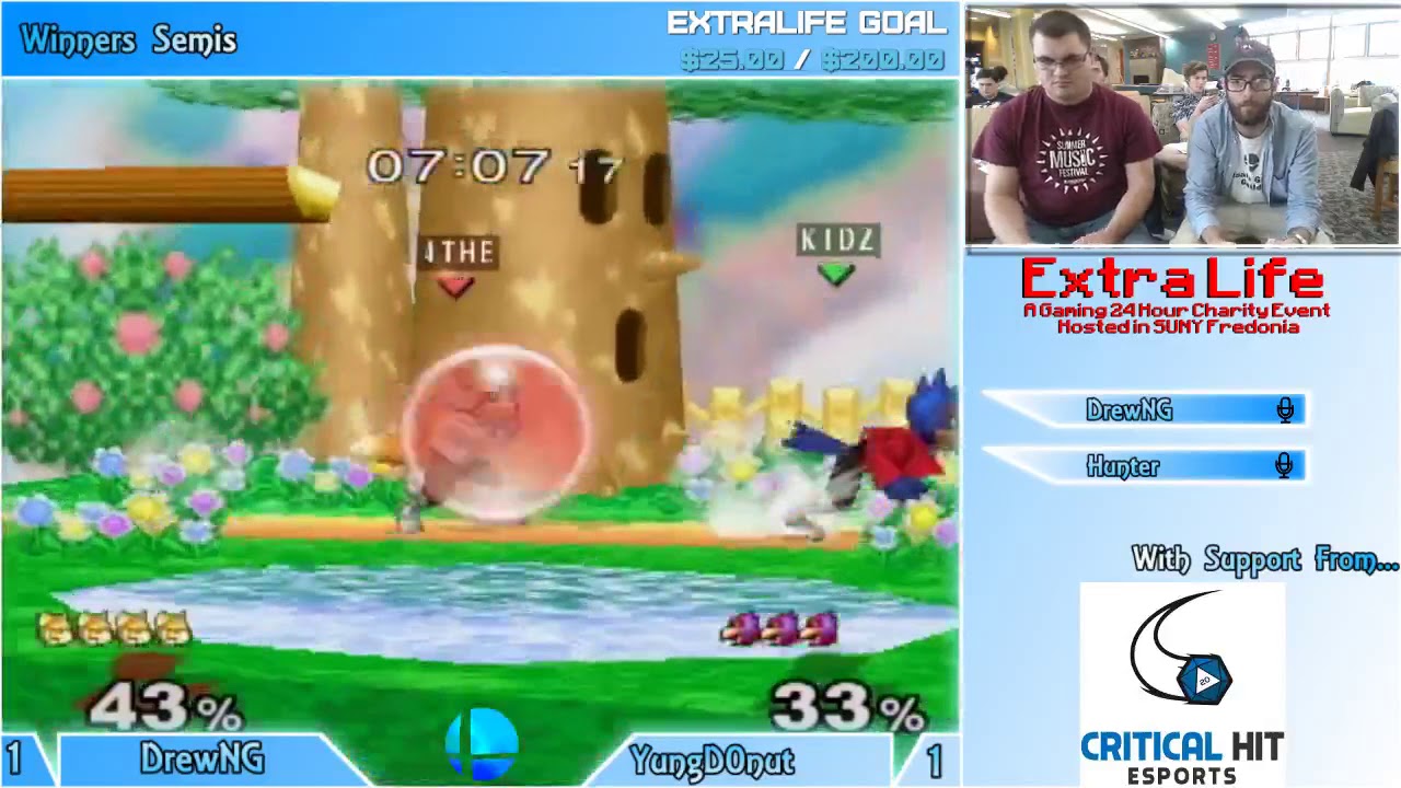 FGG Extra Life 2017 - DrewNG (Fox) vs YungD0nut (Falco) - Melee Winners Semi-Finals