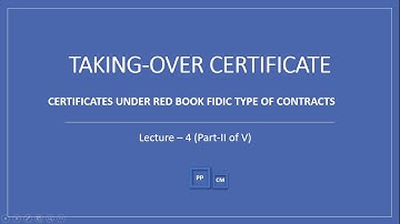 Taking over Certificate Under Red Book FIDIC