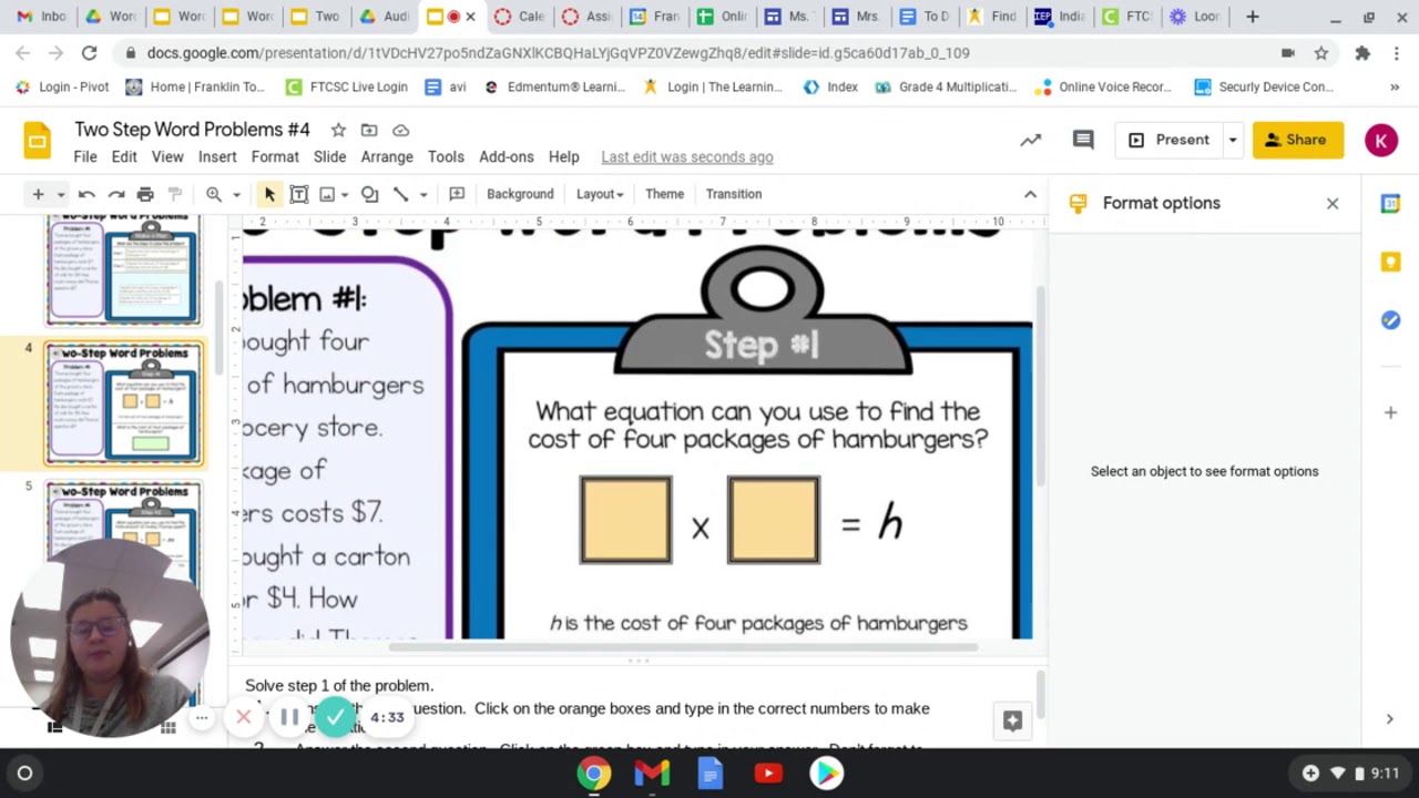 Two Step Word Problems #4   Google Slides