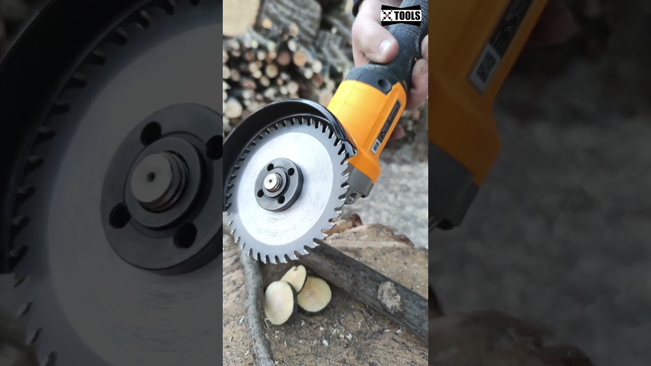 Cutting wood with an INGCO CAGLI11522 angle grinder and saw blade TOTAL TAC231255 