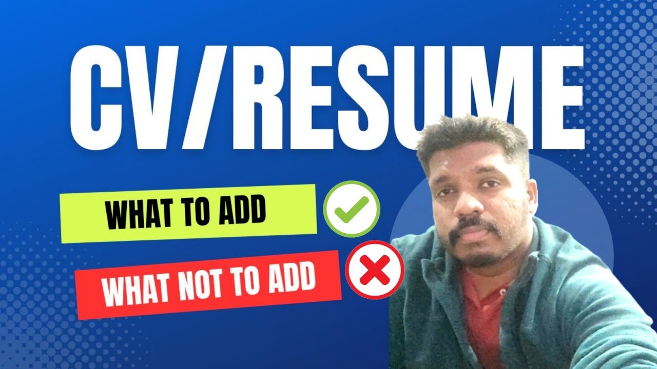How to Make a Good CV or Resume | Dr Vishnu R Nair - YouTube