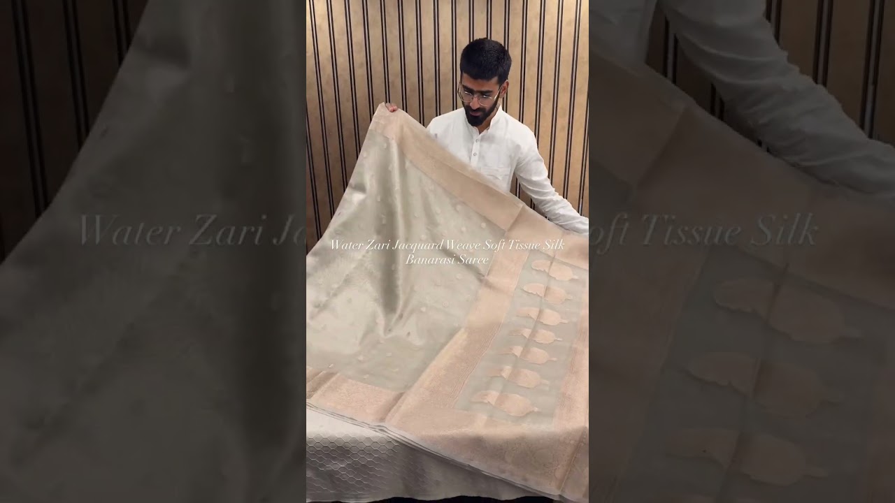 Water Zari Jacquard Weave Soft Tissue Silk Banarasi Saree with Traditional Buti Weave Price ₹1599