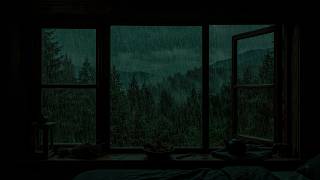 Soft Night Rain in Outside on the Bedroom Window | Warm Quiet Ambience for Deep Sleep