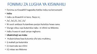 Fonimu za lugha ya kiswahili| karibu