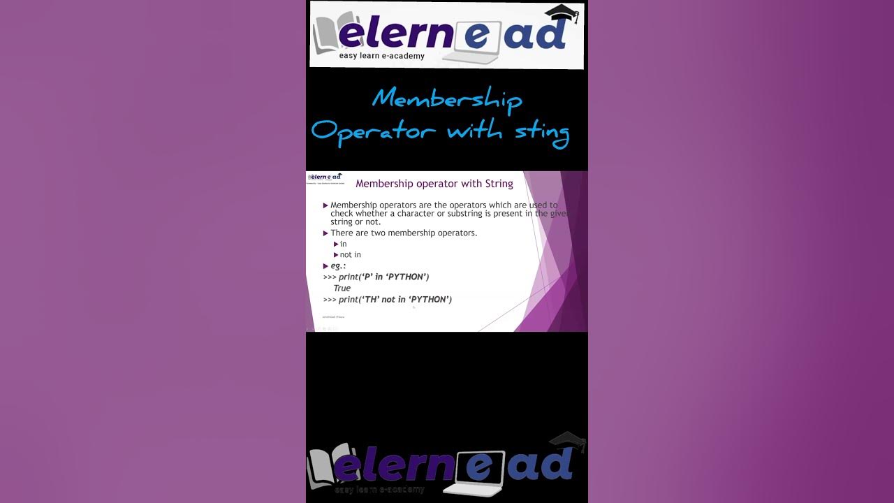 Membership Operator with string in Python #pythonprogramming #python # ...