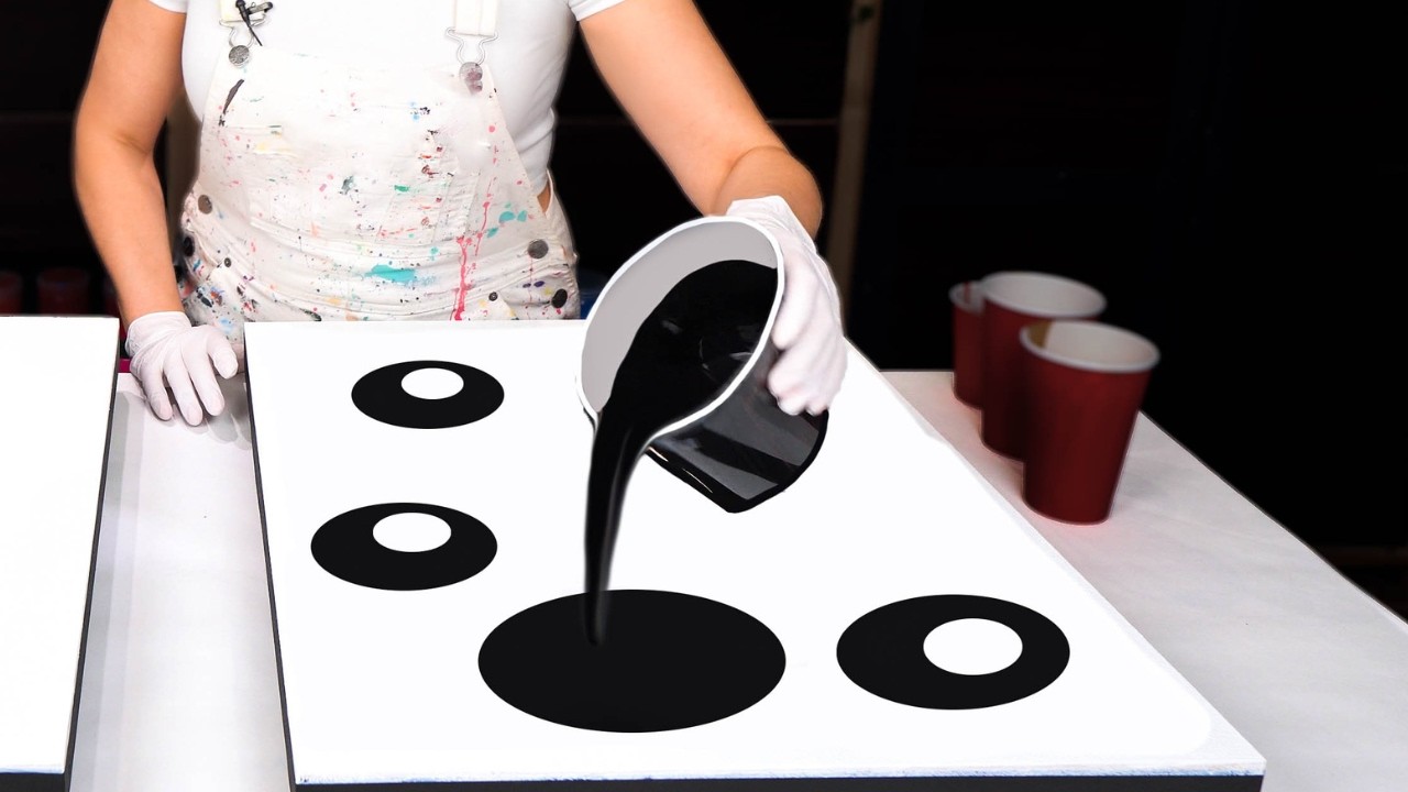 Секретный ингредиент для 🖤 Потрясающего диптиха ~ Сияющее золото на черной основе ~Акриловая заливка