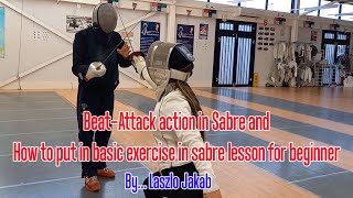 Sabre fencing lesson for Beginner: How to teach Beat-Attack by Laszlo Jakab (with captions)