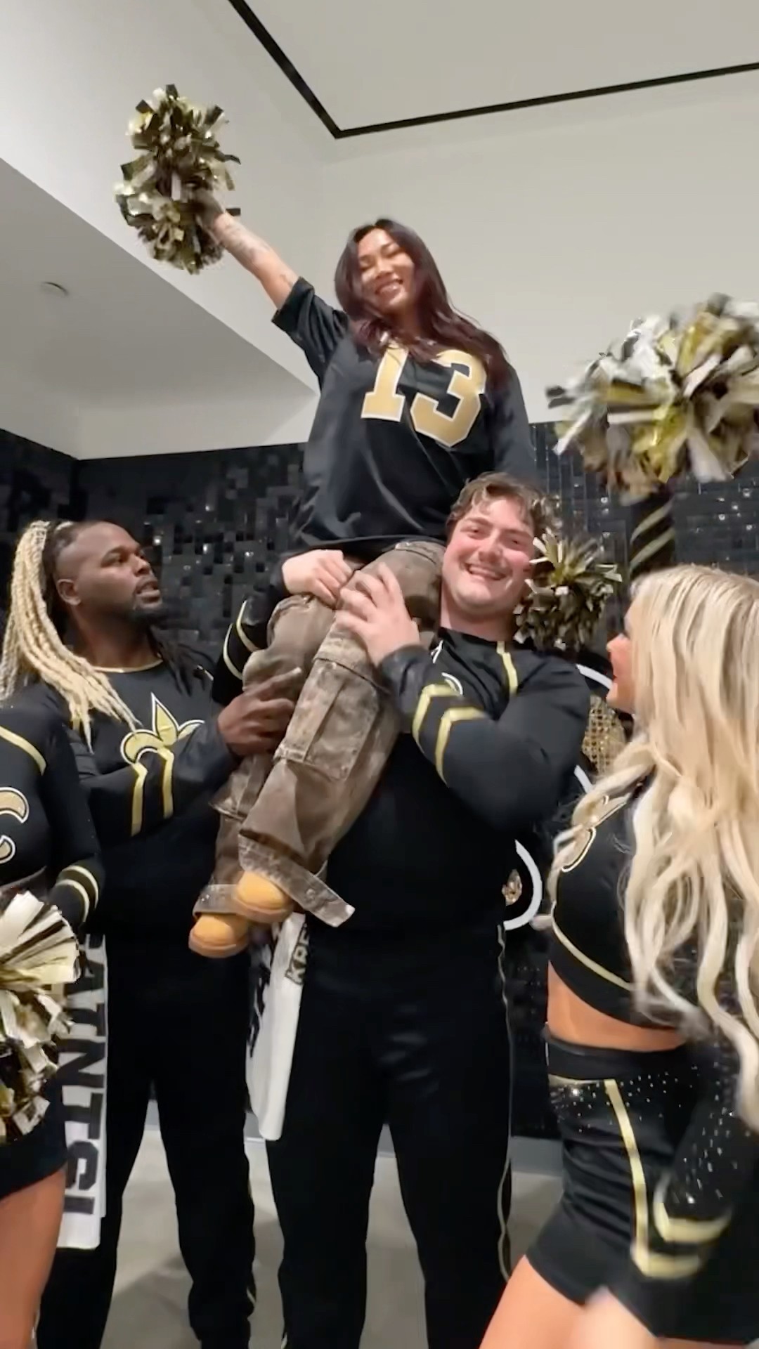 @cassyeungmoney joins Saints cheerleaders!!