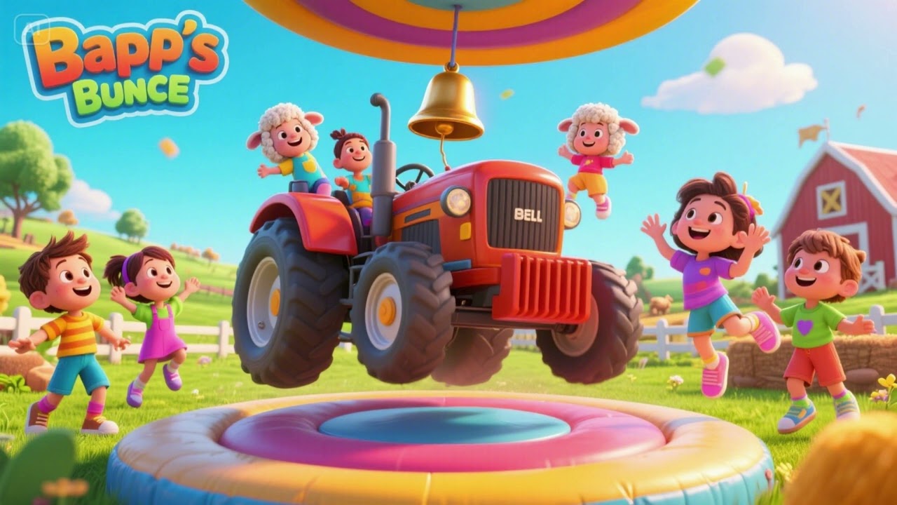 Baa Baa’s Tractor Bell Bounce 🐑🔔 | Bouncy Farm Song for Kids