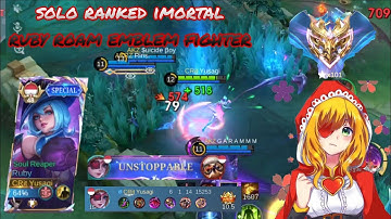 MLBB - solo ranked imortal ruby roam emblem fighter semi tank gameplay - yusagi