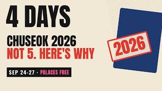 Chuseok 2026: Korea's Holiday Is 4 Days, Not 5 - What Closes, What's Free (Sep 24-27)