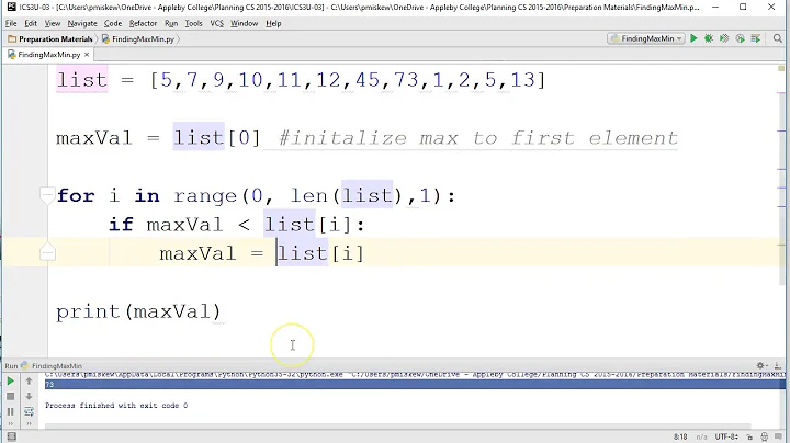 Core Algorithms - Finding Max/Min Element: Python 3