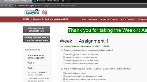 NPTEL Business To Business marketing (B2B) assignment answers week 1 #nptel #b2bmarketing  #swayam