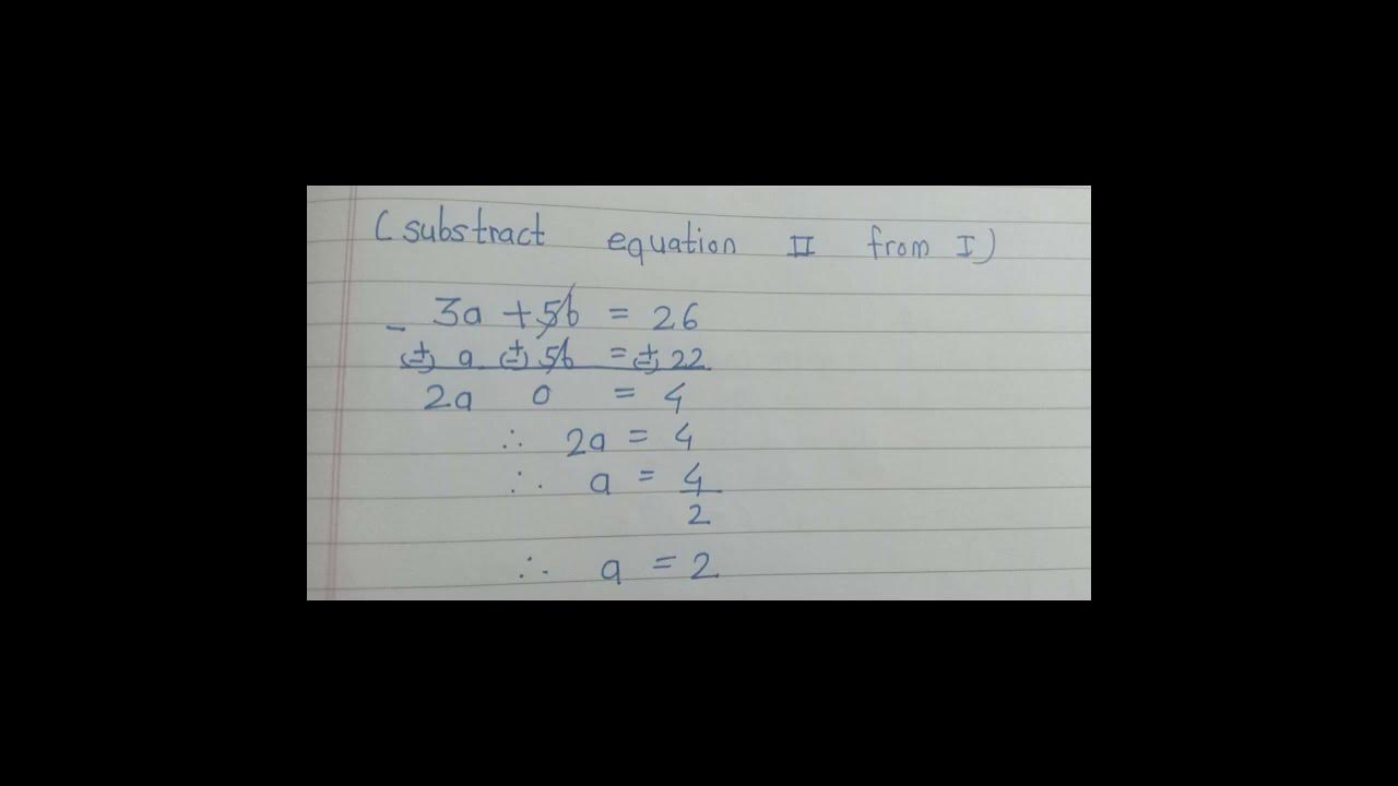 STD 10 .maths 1 practice set 1.1 question no.2 3a+ 5b = 26, a+5b = 22 ...