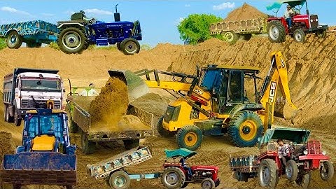 JCB 3dx Backhoe Loading Mud in Mahindra 475 Di tractor JCB 3dx eco xpart khudai #jcb #farmingvideos