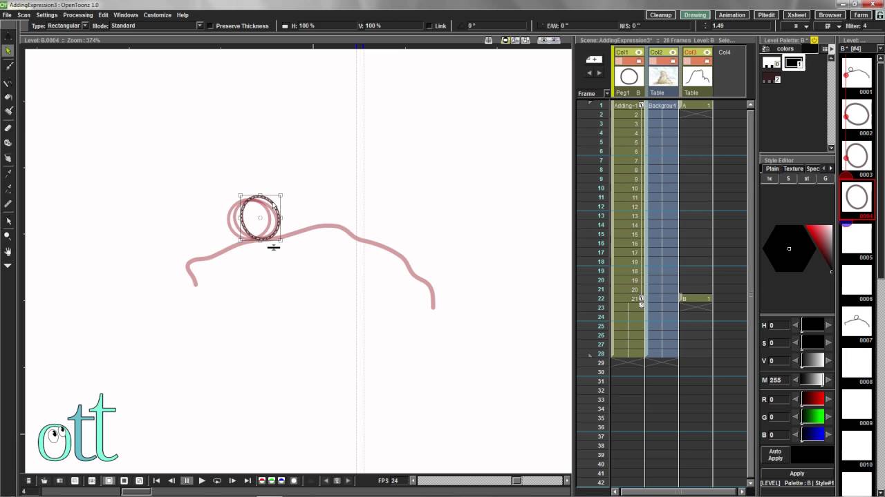 OpenToonz:  Adding Expression to Your Animation (Part 4)