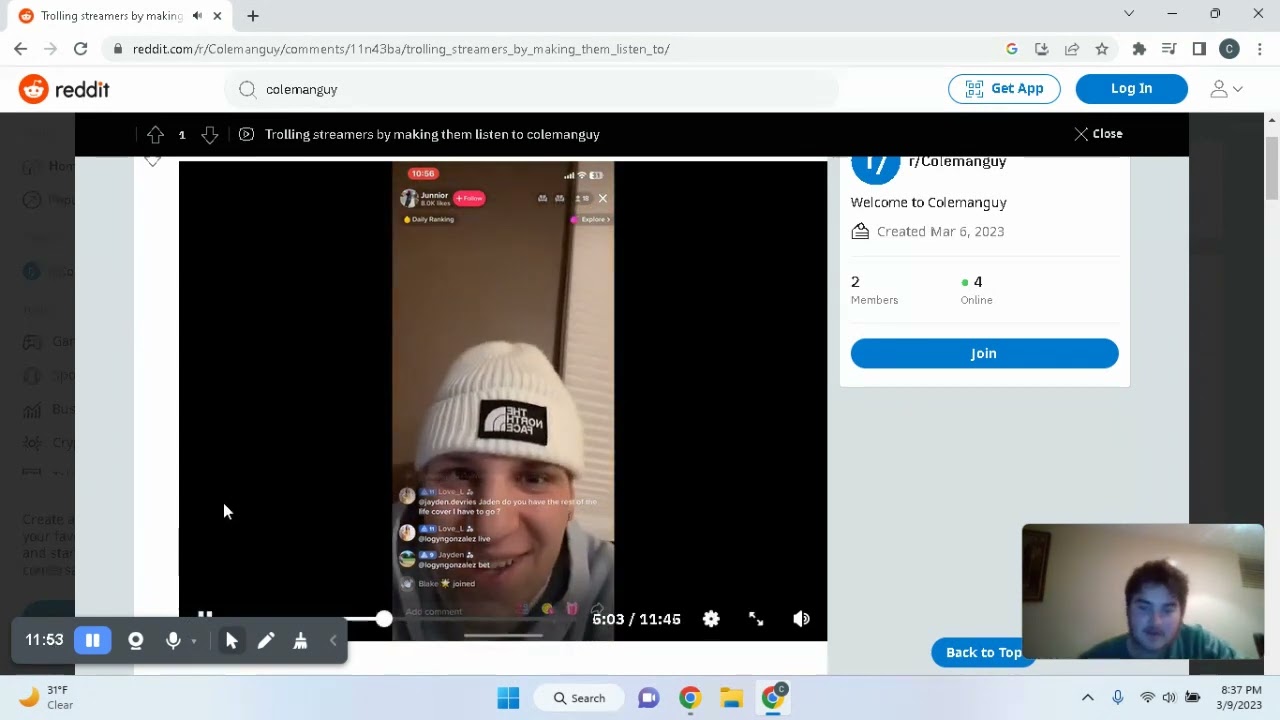 Reacting to the colemanguy Reddit