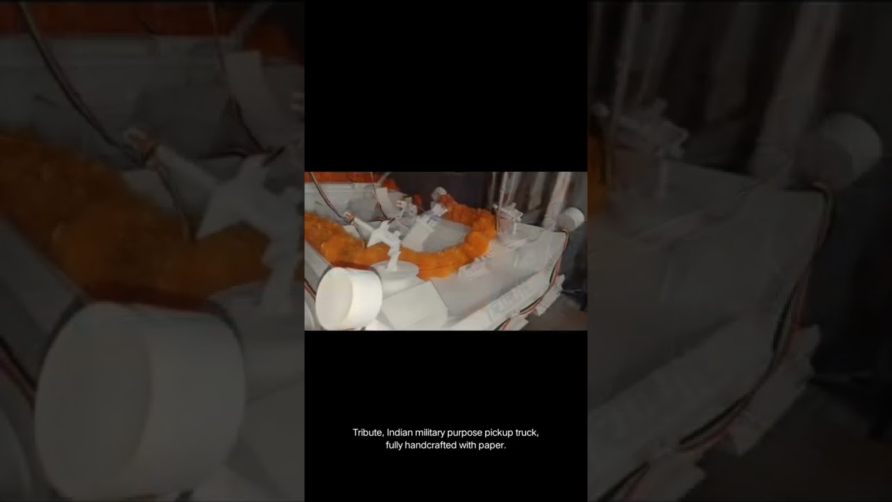 Tribute, Indian military purpose pickup truck, fully handcrafted with paper. 