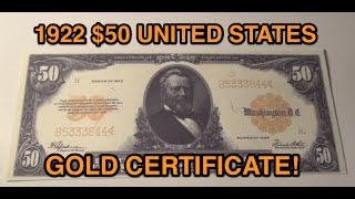 1922 $50 US Gold Certificate