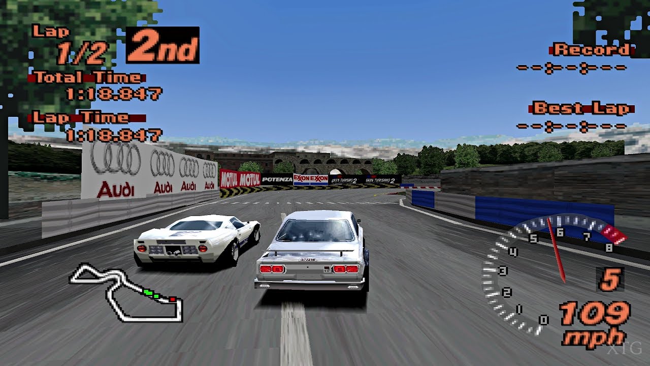 PS1 Gran Turismo 2: Ford GT40 on Rome Circuit Full 