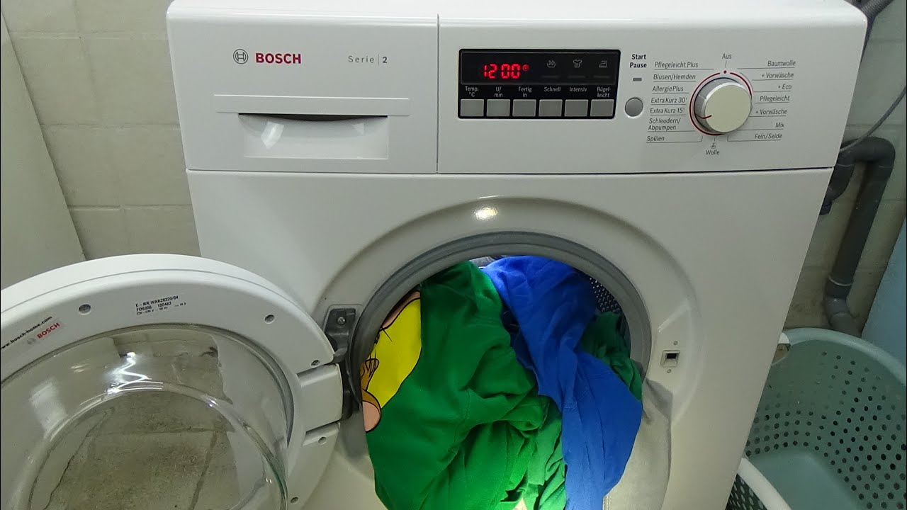 BOSCH WAB28220 washing machine, Quick wash 15. 1200 rpm centrifuge program test example movie #344