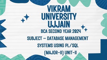 Vikram University Ujjain BCA 2nd Year Sub - Database Management System (Major-II) Unit-2 #viralvideo