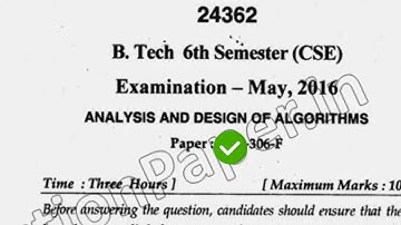 2016 Mdu BTech CSE 5th Sem Analysis & Design of Algorithma Question Paper