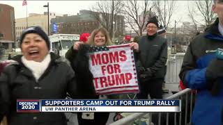Trump supporters wait in line overnight ahead of campaign rally