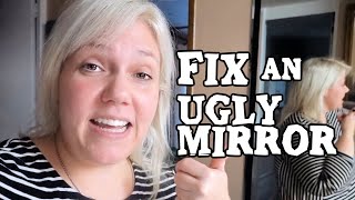 Quick Fix for an Ugly Mirror Easy Border Around Mirror or Window