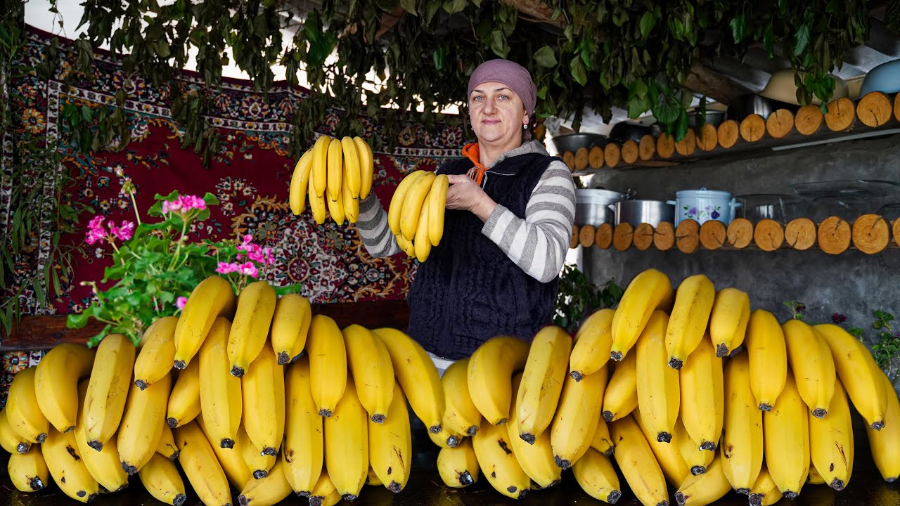 Варим варенье из свежесобранных бананов в деревне! - Рецепт вкусного бананового джема и торта