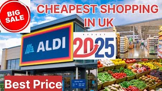CHEAPEST GROCERY SHOPPING IN UK ||  PRICES 2025 || ALDI DETAIL VLOG || FOOD  #sugar&spices #shopping