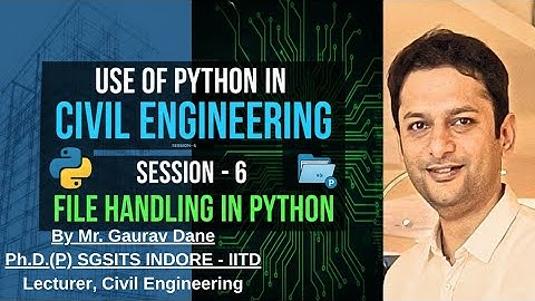 Schedule Session - 6 - Use of Python in Civil Engineering - Online Workshop.
