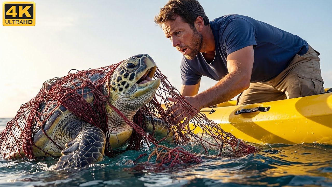 Kind Man Rescues Trapped Sea Turtle - This Moment Will Touch Your Heart ❤️🐢