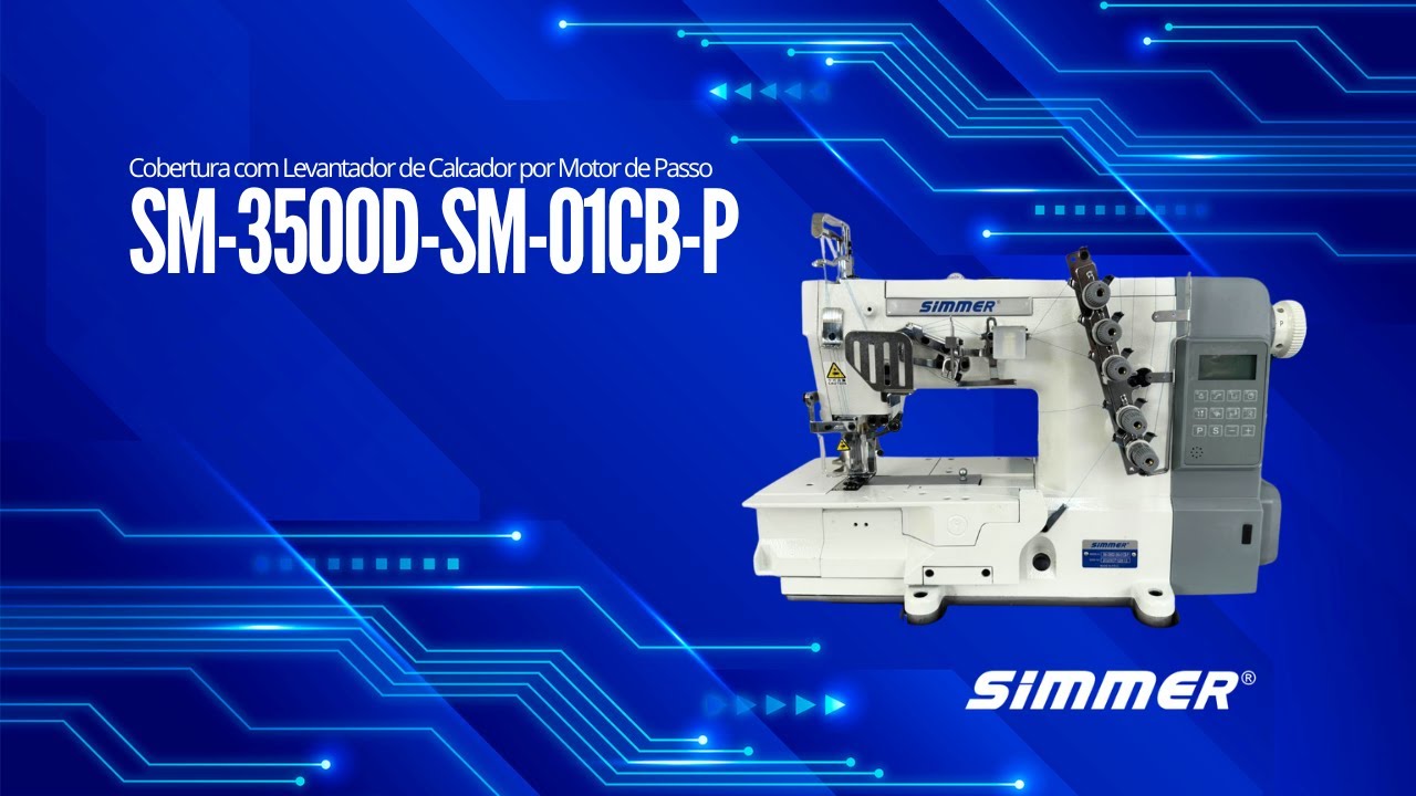 SM-3500D-SM-01CB-P – Máquina Cobertura Base Plana com levantamento do Calcador por Motor de Passo.