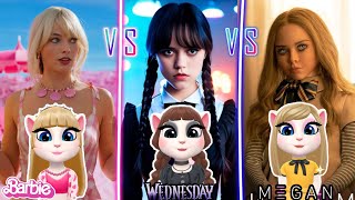 M3GAN Doll 💛 vS Barbie Margot🩷 Robbie vs Wednesday Addams Jenna Ortega 🖤 My Talking Angela 2😍♥️